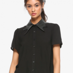 black button collar shirt